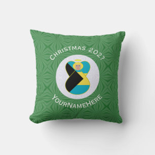 Bahamian Flag Blonde Angel Christmas Personalised Cushion