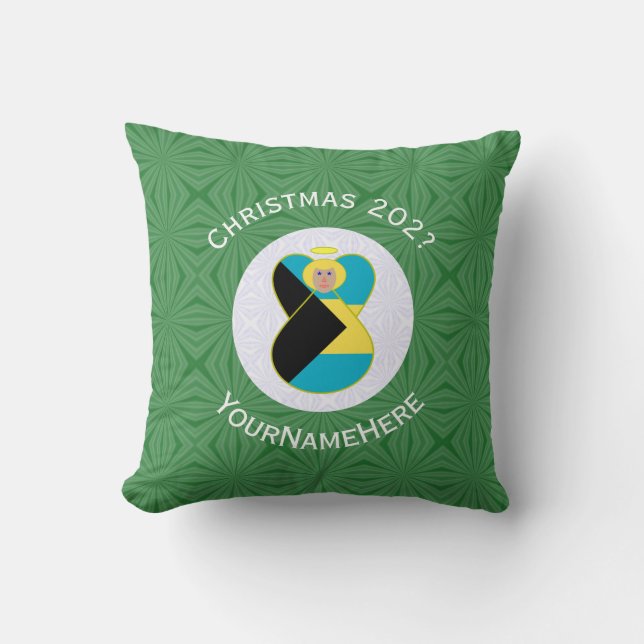 Bahamian Flag Blonde Angel Christmas Personalised  Cushion (Front)