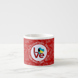 Bahamian Flag Heart LOVE Red Personalised Text Espresso Cup