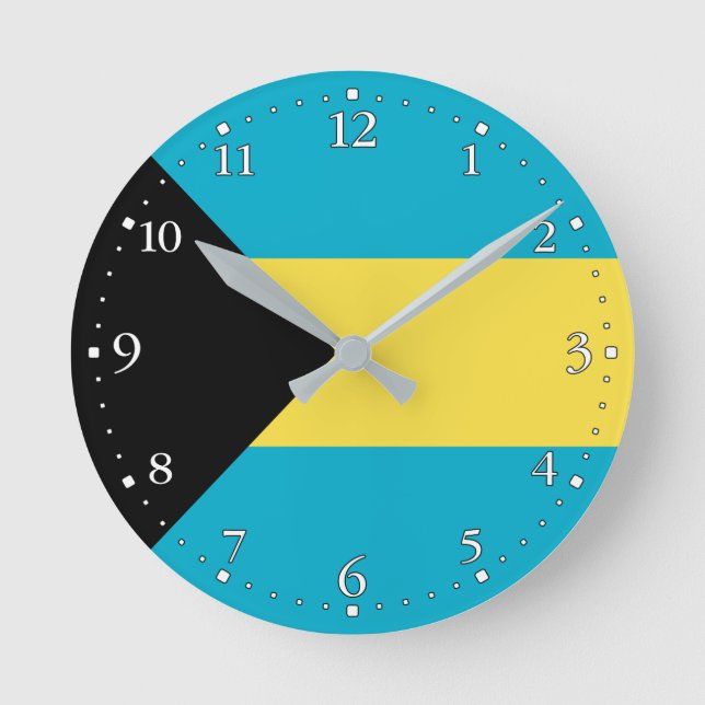Bahamian Flag Round Clock (Front)