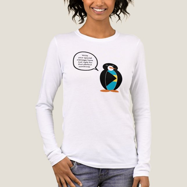 Bahamian Flag Talking Ms. Penguin Personalised  Tri-Blend Shirt (Front)