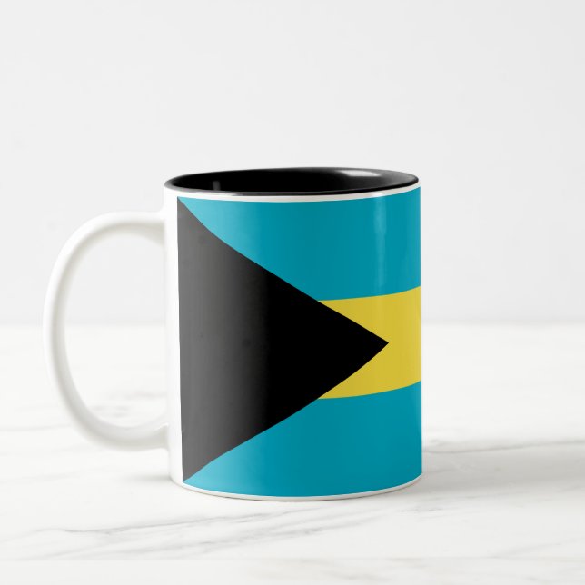 Bahamian Flag Two-Tone Coffee Mug (Left)