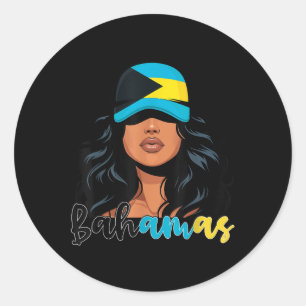 Bahamian Girl Bahamas Flag Proud Bahamian Women  Classic Round Sticker