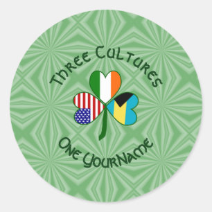 Bahamian Irish American Shamrock Personalised Classic Round Sticker