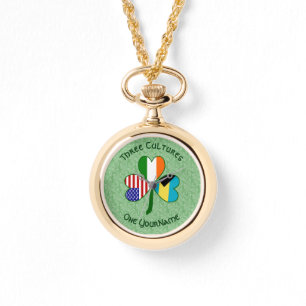 Bahamian Irish USA Shamrock Personalised  Watch