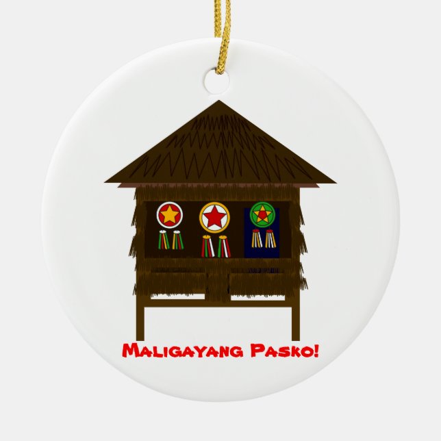 Bahay Kubo ornamnent Ceramic Tree Decoration (Front)