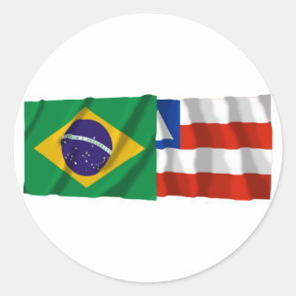 Bahia & Brazil Waving Flags Classic Round Sticker
