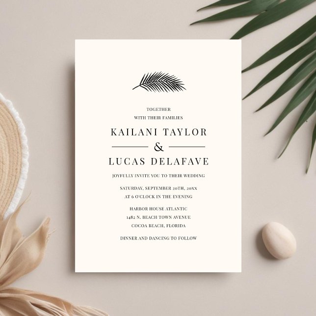 Bahia Modern Minimal Palm Leaf Wedding Invitation (Creator Uploaded)