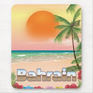 Bahrain beach travel poster mouse pad