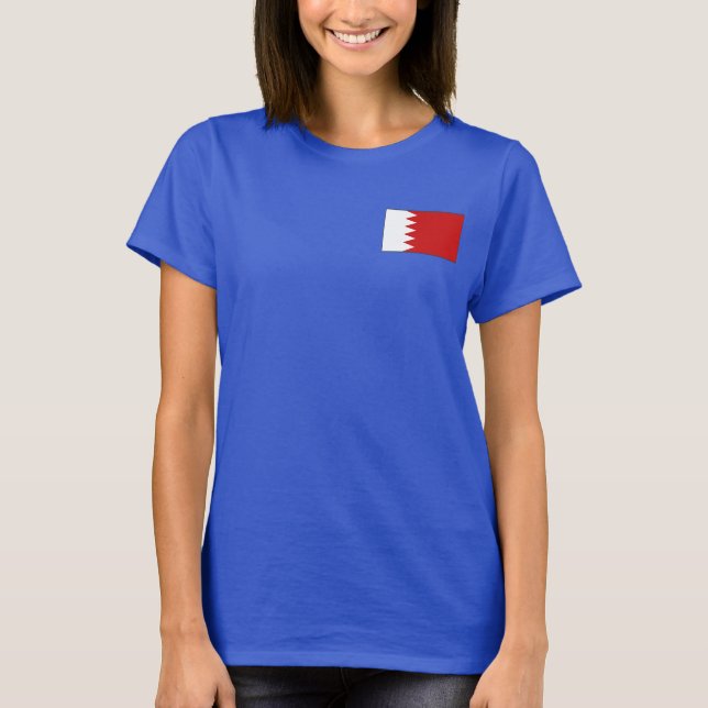 Bahrain Flag and Map dk T-Shirt (Front)