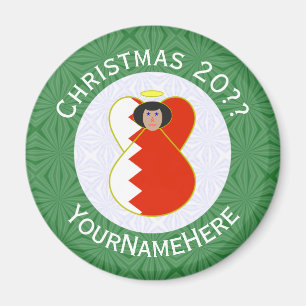 Bahrain Flag Angel Christmas Personalised Magnet
