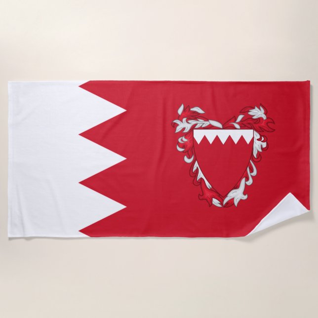 Bahrain flag-coat of arms beach towel (Front)