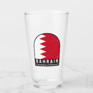 Bahrain Flag Emblem Distressed Vintage Glass