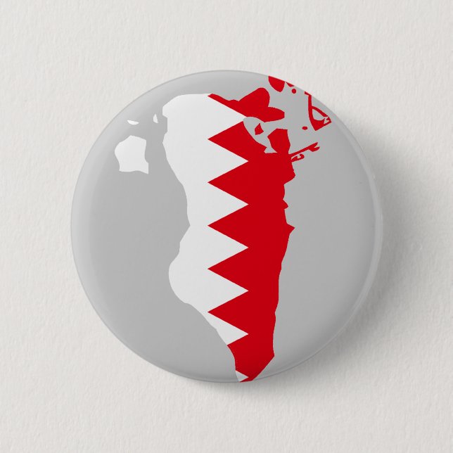 Bahrain flag map 6 cm round badge (Front)