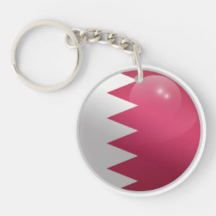 Bahrain Glossy Circle Flag Key Ring