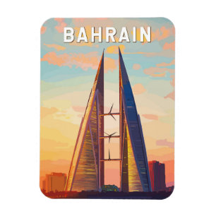 Bahrain Illustration Travel Art Vintage Magnet