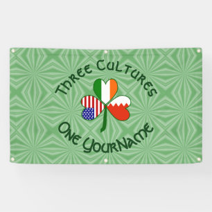 Bahrain Ireland USA Shamrock Flag Personalised Banner