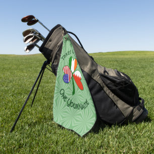 Bahrain Ireland USA Shamrock Flag Personalised Golf Towel