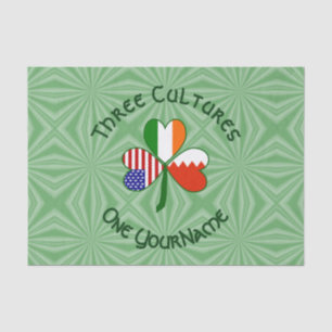 Bahrain Ireland USA Shamrock Flag Personalised  Tissue Paper