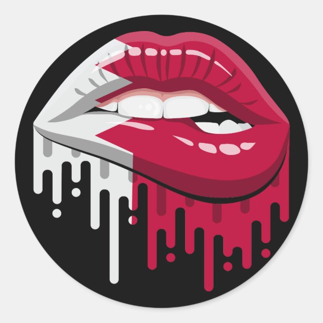 Bahrain lips pride root flag classic round sticker (Front)