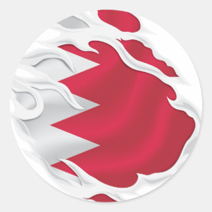 Bahrain Ripped Flag Classic Round Sticker