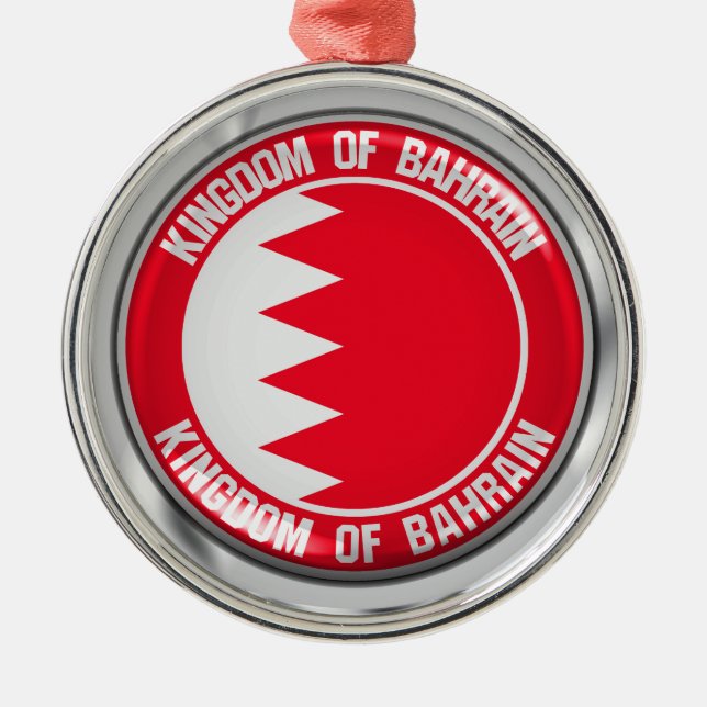 Bahrain Round Emblem Metal Tree Decoration (Front)