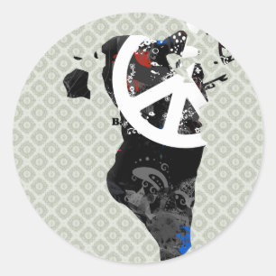 Bahrain Trendy Peace Sign with Bahraini map Classic Round Sticker
