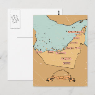 Bahrain Vintage travel map Postcard
