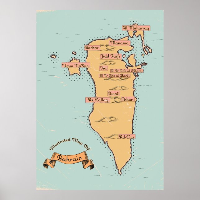 Bahrain Vintage travel map Poster (Front)