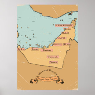 Bahrain Vintage travel map Poster
