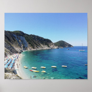 Baia turchese sul mare italiano - fotografia panor poster