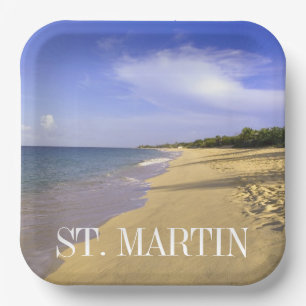 Baie Longue Long Bay Beach, St. Martin Paper Plate