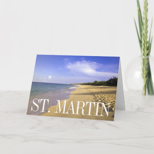 Baie Longue Long Bay Beach, St. Martin | Thank You Card (Front)