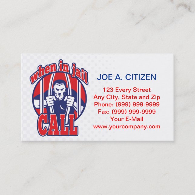bail bonds busting prison business card (Front)