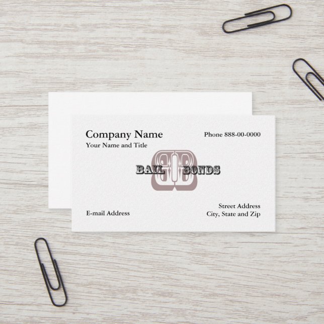 Bail Bondsman Business Card (Front/Back In Situ)