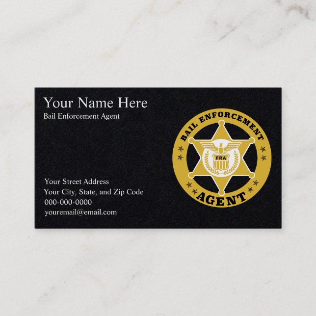BAIL ENFORCEMENT AGENT Business card (Front)