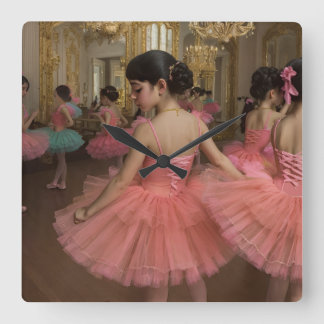 Bailarinas en una gran sala de estilo rocóco square wall clock