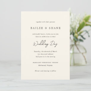 Bailee Cream Modern Wedding Invitation