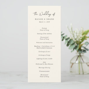 Bailee Cream Modern Wedding Programme