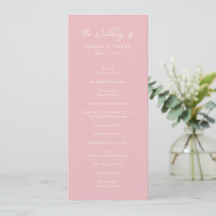 Bailee Pink Modern Wedding Programme