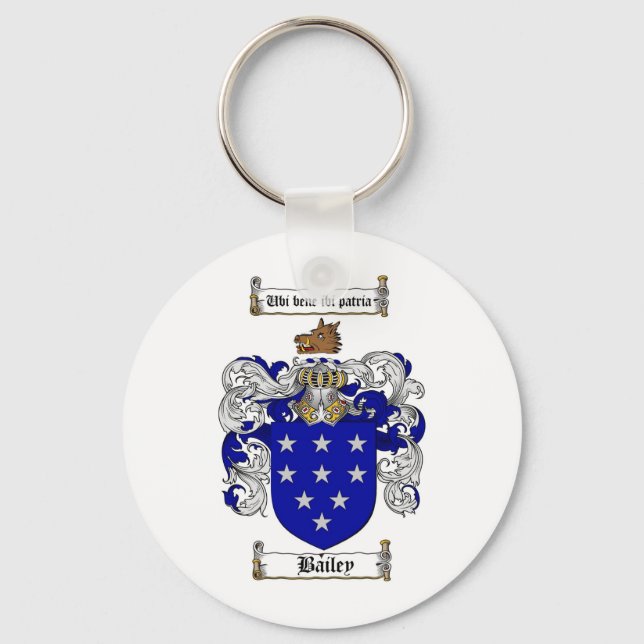 BAILEY FAMILY CREST -  BAILEY COAT OF ARMS KEY RING (Front)