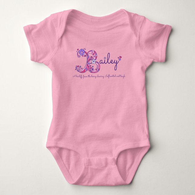 Bailey girls B name meaning monogram shirt (Front)