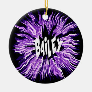 Bailey Name Star in Purple Ceramic Tree Decoration