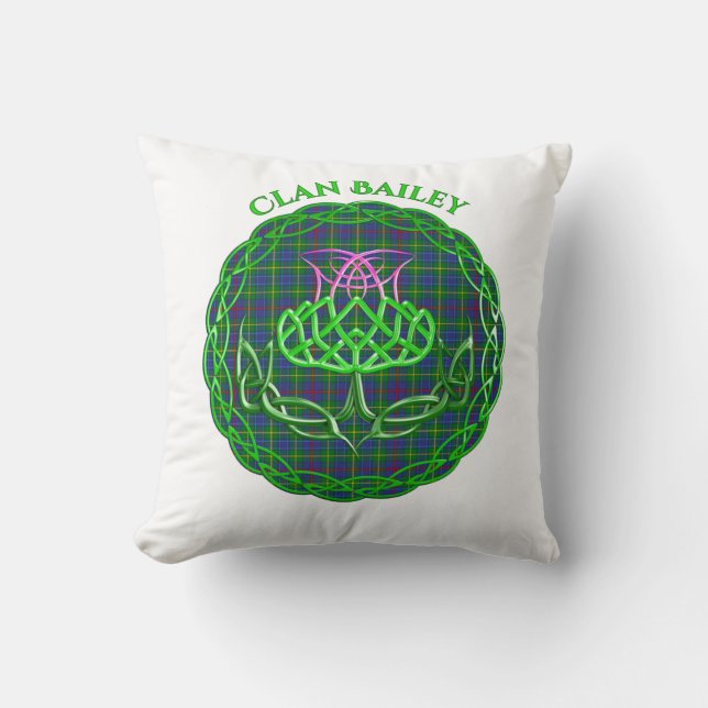 Bailey Scottish Tartan Celtic Thistle Cushion (Front)