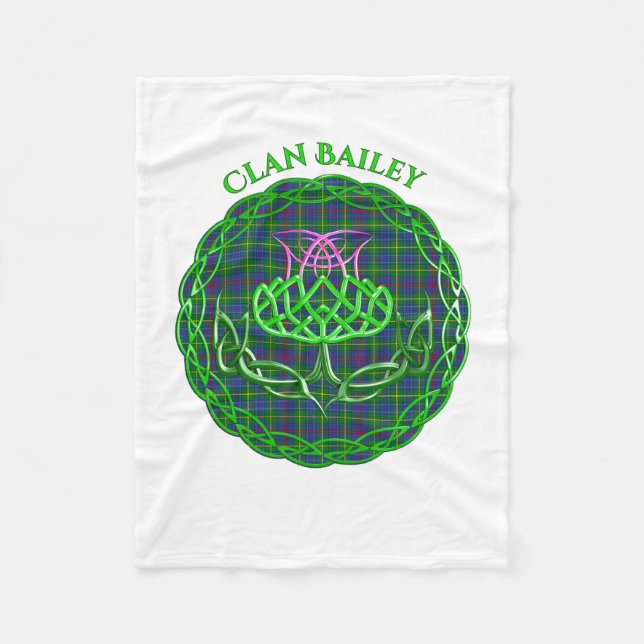 Bailey Scottish Tartan Celtic Thistle Fleece Blanket (Front)