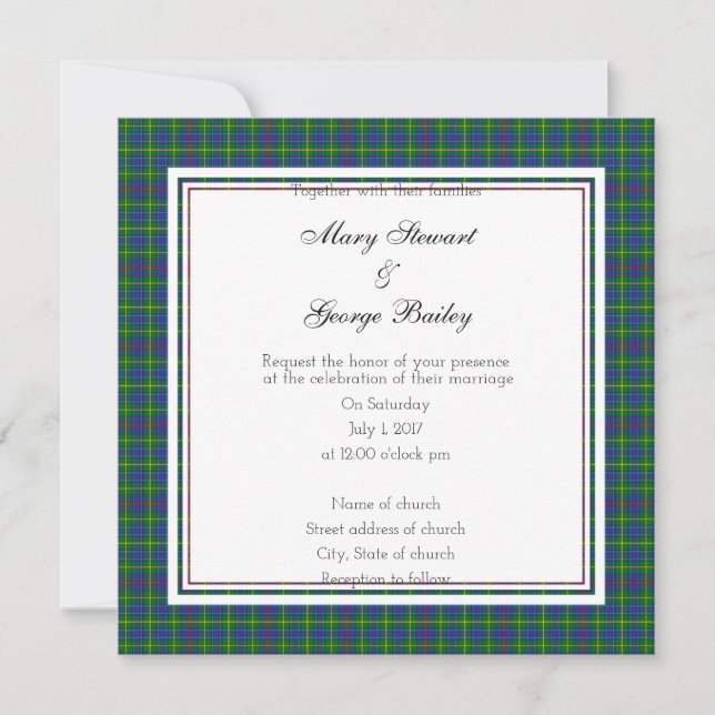 Bailey Scottish Wedding Square Invitation (Front)