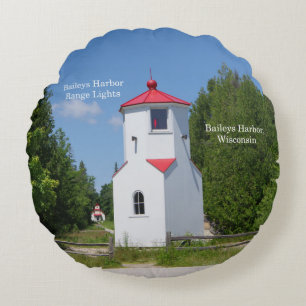 Baileys Harbour Range Lights round pillow