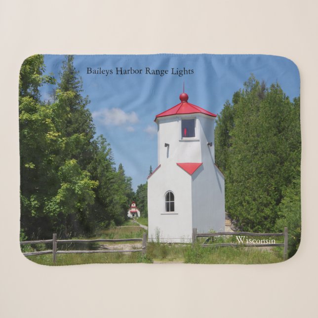 Baileys Harbour Range Lights sherpa blanket (Front (Horizontal))