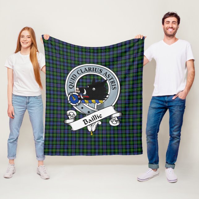 Baillie Hunting Clan Badge Tartan Plaid Fleece Blanket (In Situ)