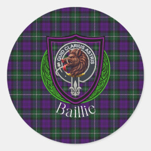 Baillie Scottish Clan Tartan & Crest Classic Round Sticker